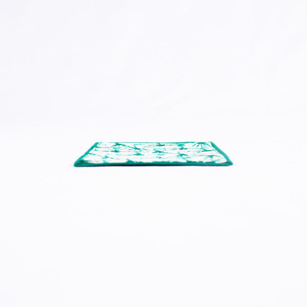 Tie Dye Mini Fan Pattern Handmade Coaster, Avocado/Cream