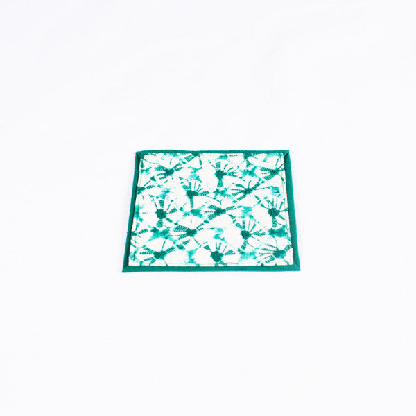 Tie Dye Mini Fan Pattern Handmade Coaster, Avocado/Cream