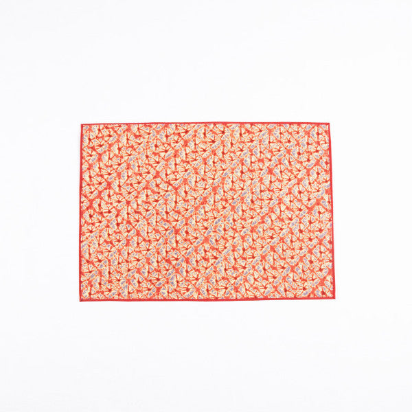 Tie Dye Mini Fan Pattern Handmade Placemat, Indigo/Burgundy