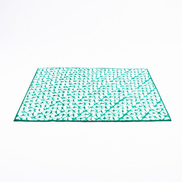 Tie Dye Mini Fan Pattern Handmade Placemat, Avocado/Cream