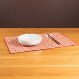 Tie Dye Mini Fan Pattern Handmade Placemat, Indigo/Burgundy