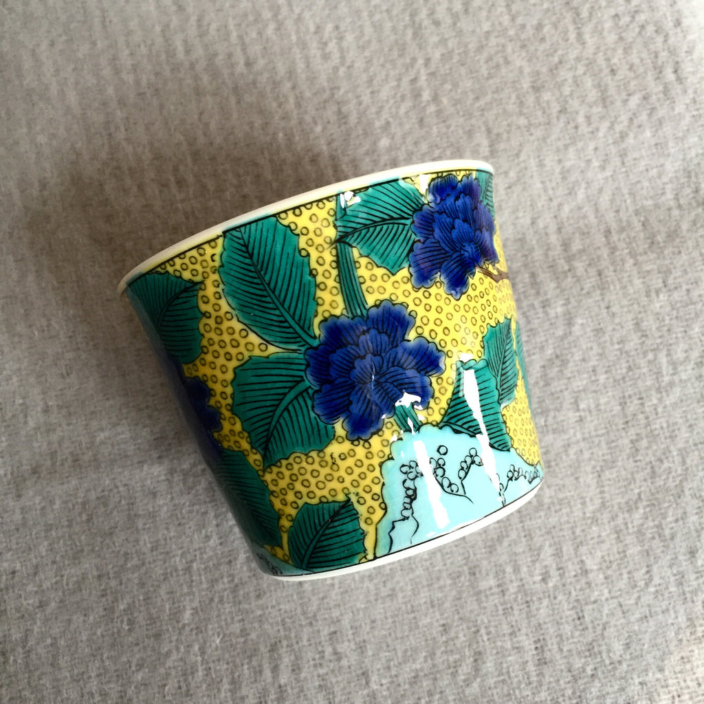 Japanese Kutani Tea Cup, Mountain Peony