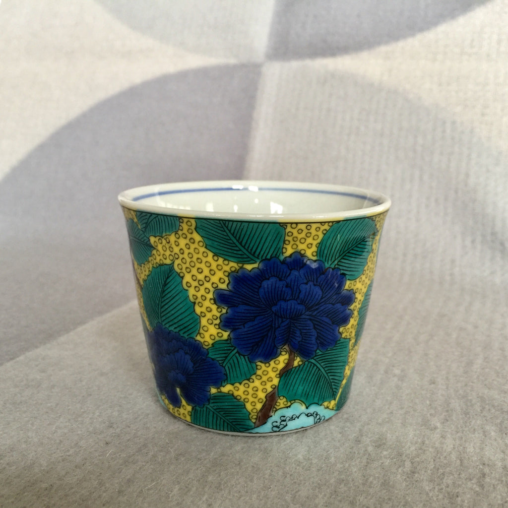 Japanese Kutani Tea Cup, Mountain Peony