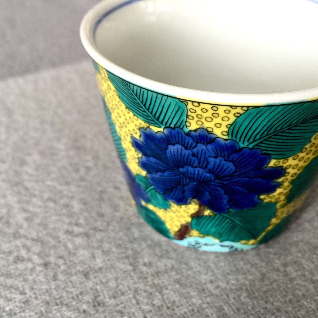 Japanese Kutani Tea Cup, Mountain Peony