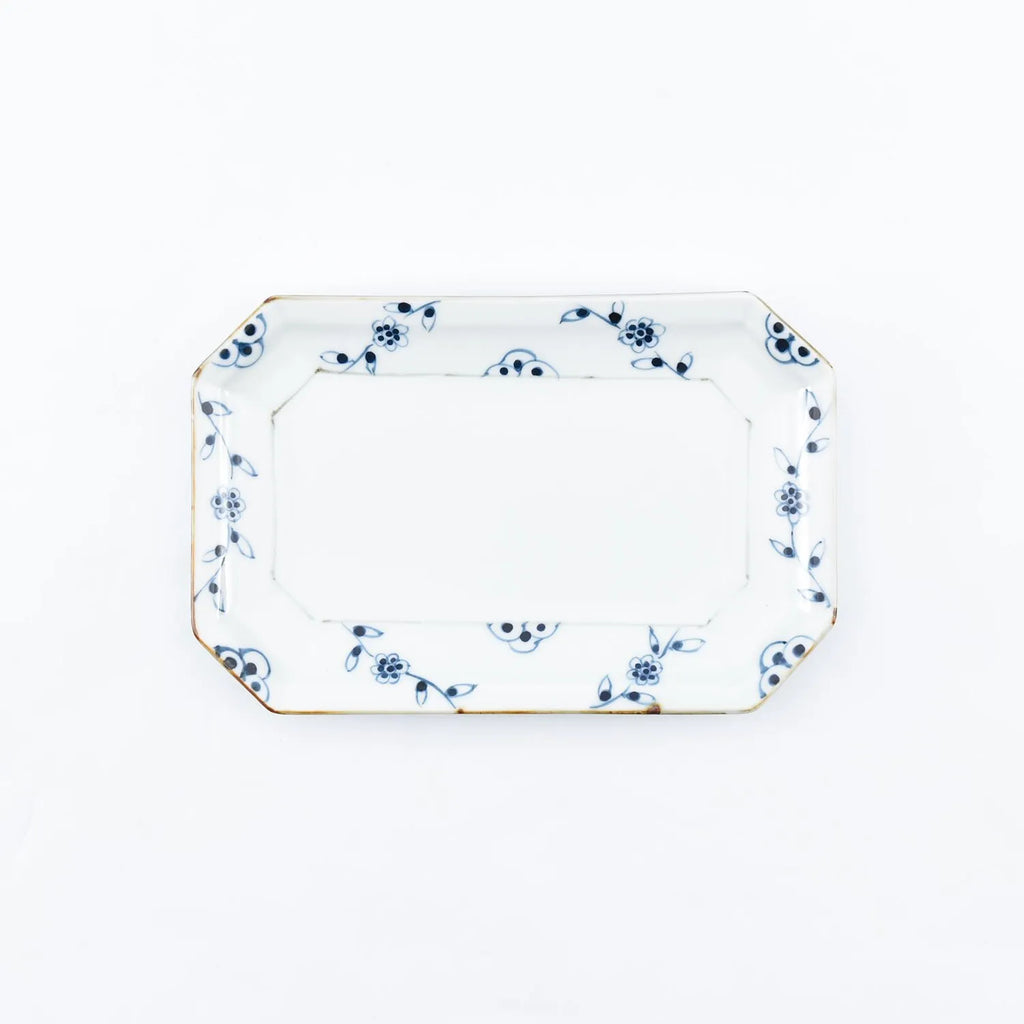 Octagonal Bowl, Flowering Vines