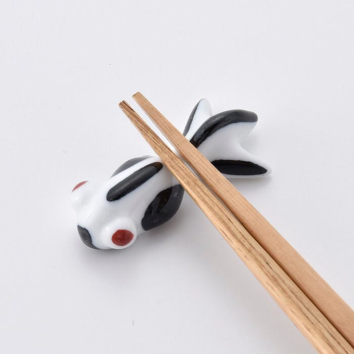 Hand-painted Chopstick Rest, Black Goldfish
