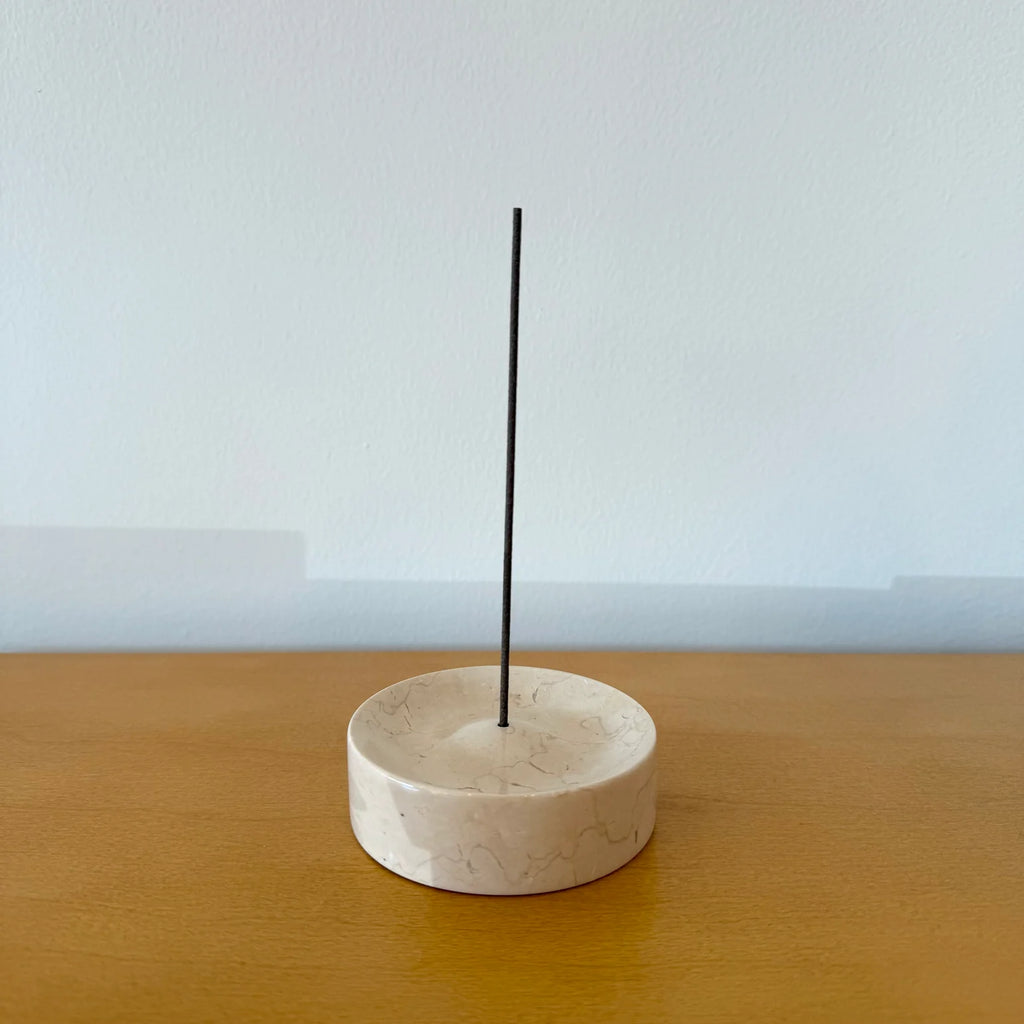 Binu Binu Marble Incense Holder, Cream