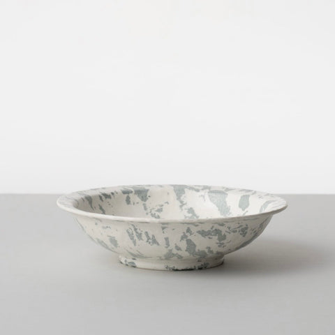Mandala Rim Bowl, White with Green