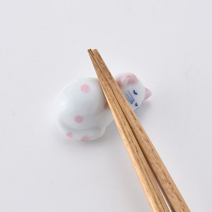 Hand-painted Chopstick Rest, Pink Cat