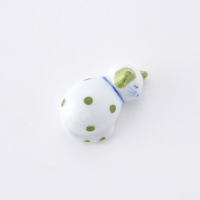 Hand-painted Chopstick Rest, Green Cat