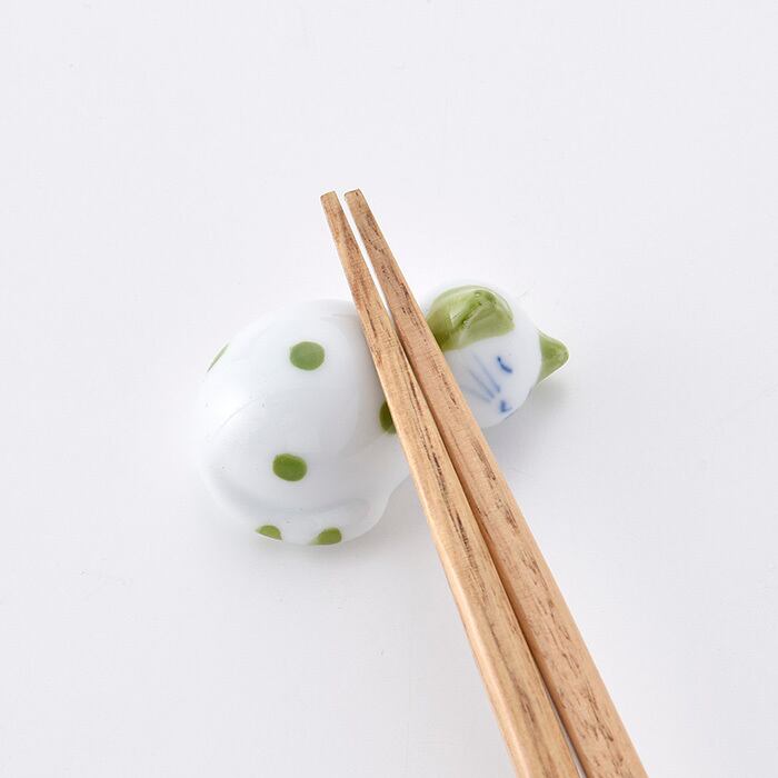 Hand-painted Chopstick Rest, Green Cat