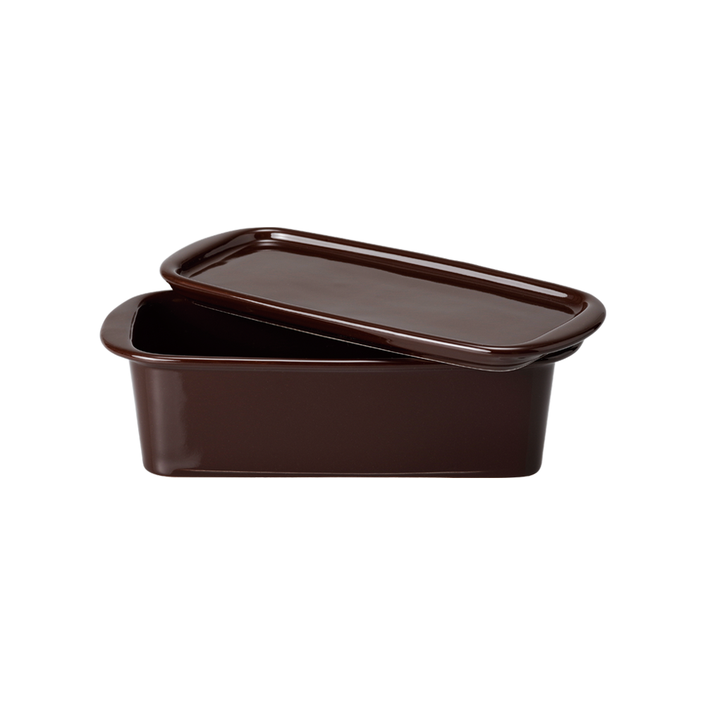 Small Ceramic Canister, Dark Brown