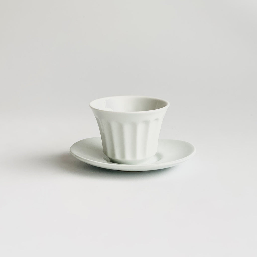 Kyusu Teacup with Saucer, Milky White Glaze