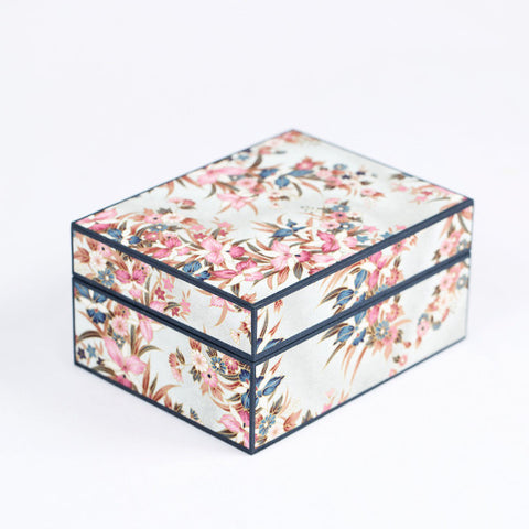 Japanese Washi Paper Jewelry Box, Orchid Garden