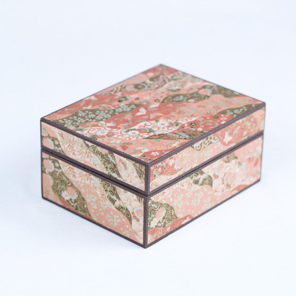 Japanese Washi Paper Jewelry Box, Gold Ribbon