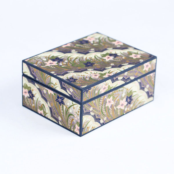 Japanese Washi Paper Jewelry Box, Pink/Purple Floral