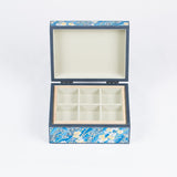 Japanese Washi Paper Jewelry Box, Yellow/Blue Floral