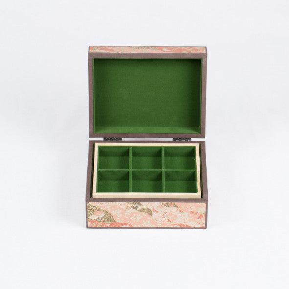 Japanese Washi Paper Jewelry Box, Gold Ribbon