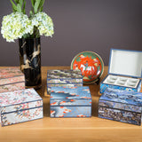Japanese Washi Paper Jewelry Box, Orchid Garden