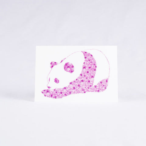 Pandorable Card, Purple Flower Print Panda Card