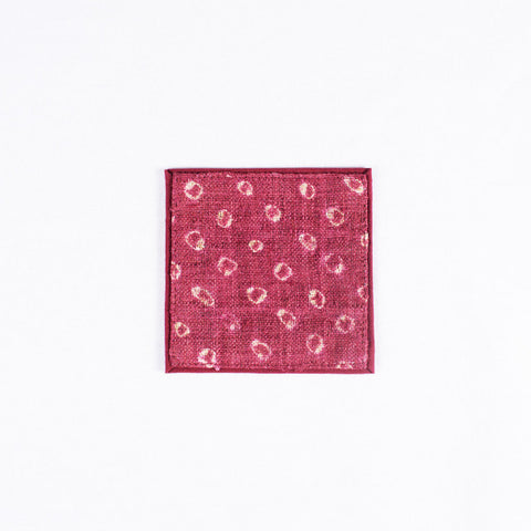 Tie Dye Pea Pattern Handmade Coaster, Burgundy