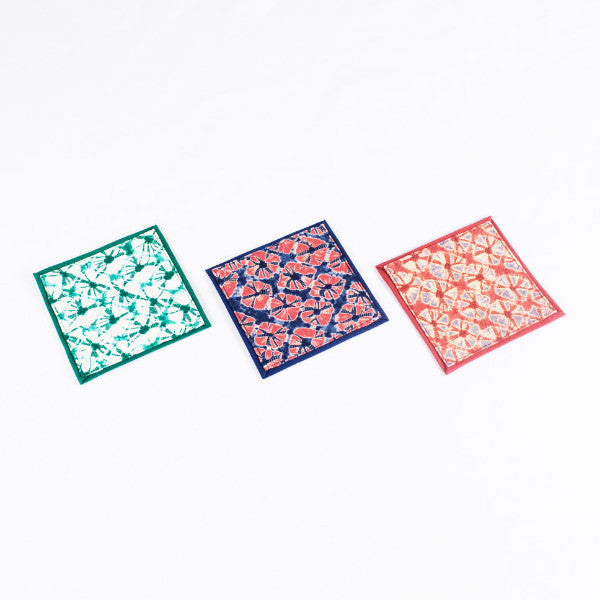 Tie Dye Mini Fan Pattern Handmade Coaster, Cherry/Blue