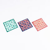 Tie Dye Mini Fan Pattern Handmade Coaster, Avocado/Cream
