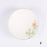 Hand-Painted Artisanal Chinese Plate, Red China Rose with Bee