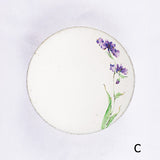 Hand-Painted Artisanal Chinese Plate, Purple Iris