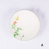 Hand-Painted Artisanal Chinese Plate, Red China Rose with Butterfly