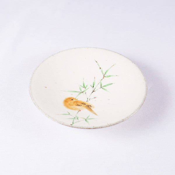 Hand-Painted Artisanal Chinese Plate, Bamboo with Bird