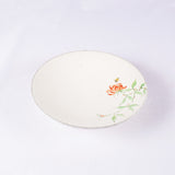 Hand-Painted Artisanal Chinese Plate, Red China Rose with Bee
