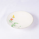 Hand-Painted Artisanal Chinese Plate, Red China Rose with Butterfly