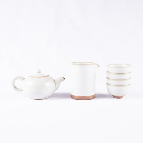 Pottery Tea Set, Creamy White II