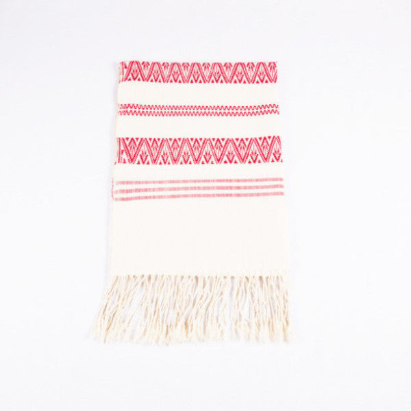 Red Dai Handwoven Table Runner, Geometric Patterns