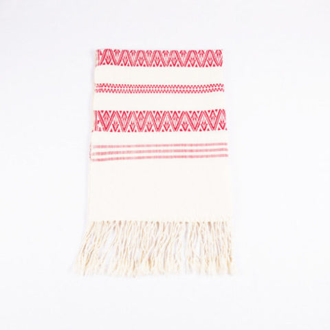 Red Dai Handwoven Table Runner, Geometric Patterns