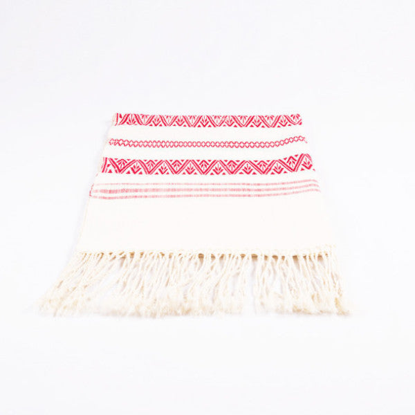 Red Dai Handwoven Table Runner, Geometric Patterns