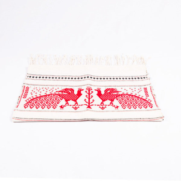 Dai Handloom Table Runner, Elephants and Peacocks III