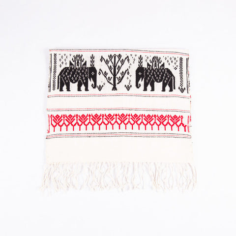 Dai Handloom Table Runner, Elephants and Peacocks II