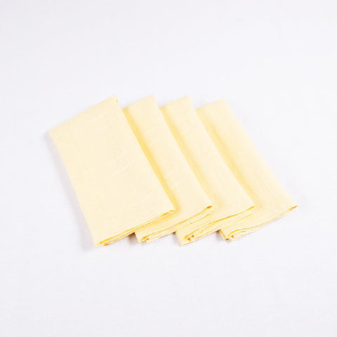 Square Linen Napkins, Lemon, Set of 4