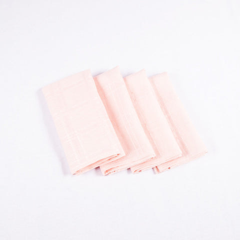 Square Linen Napkins, Peach, Set of 4