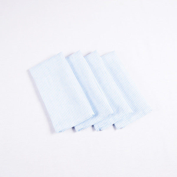 Stripe Linen Napkins, Blueberry, Set of 4