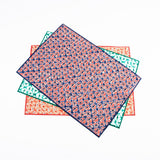 Tie Dye Mini Fan Pattern Handmade Placemat, Cherry/Blue