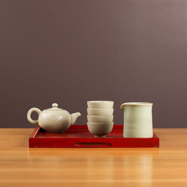 Pottery Tea Set, Milky Green II