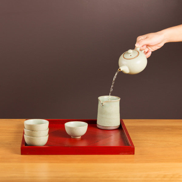 Pottery Tea Set, Milky Green II
