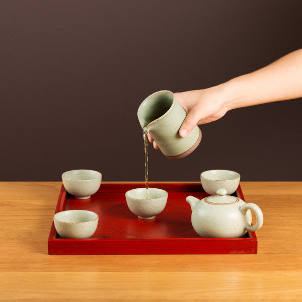 Pottery Tea Set, Milky Green II