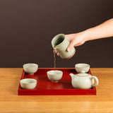 Pottery Tea Set, Milky Green II