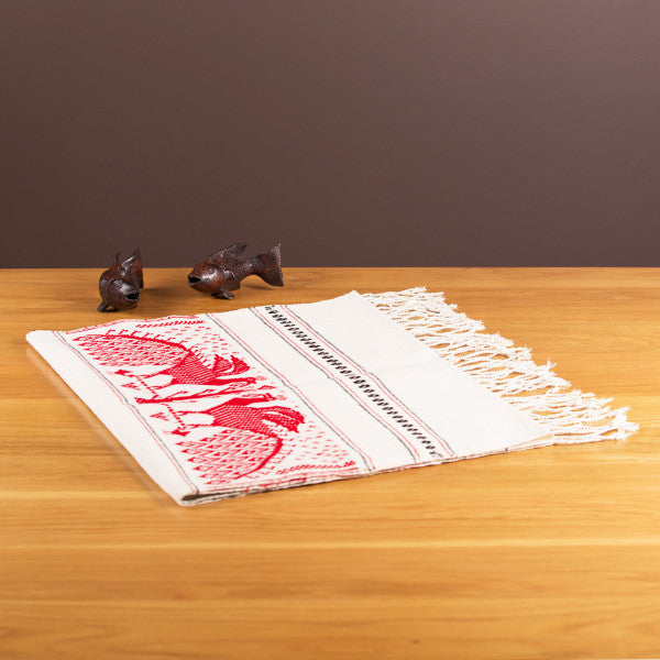 Dai Handloom Table Runner, Elephants and Peacocks II