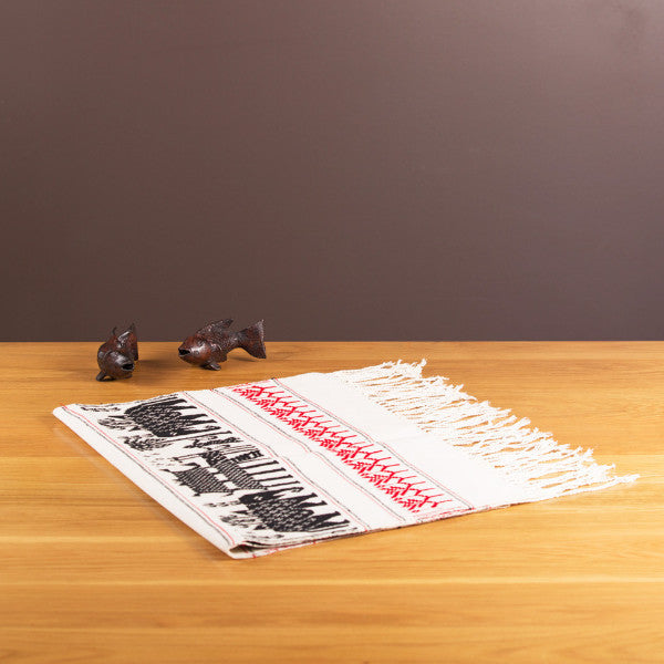 Dai Handloom Table Runner, Elephants and Peacocks III