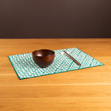 Tie Dye Mini Fan Pattern Handmade Placemat, Avocado/Cream